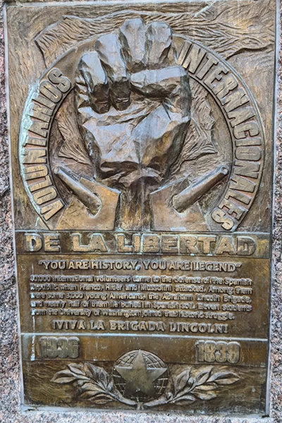 Spanish Civil War plaque closeup